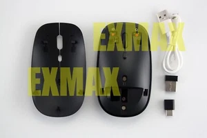 EXMAX Wireless Optical Mouse + USB A USB C Receiver for PC Mac Laptop -Black - Picture 1 of 6