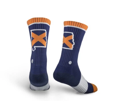 Skyline Athletic Crew Long Socks - New! Alabama Auburn Tigers Blue And Orange - Image 1 of 2
