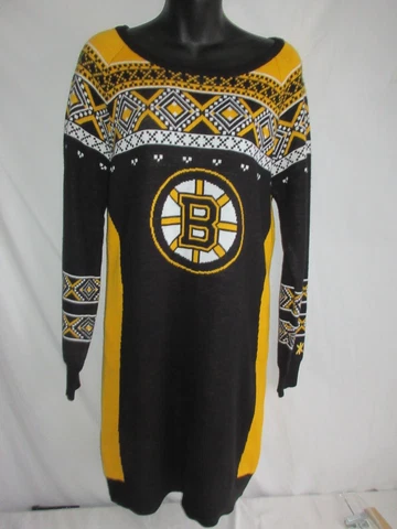 NHL Boston Bruins Sweater Dress Acrylic Sz L Cover