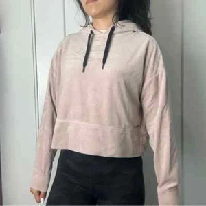 Calvin Klein Performance White Velvet Cropped Hoodie Women’s Small Relaxed Fit - Picture 1 of 9