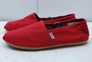 Toms Classic Women Red Canvas Fashion Sneakers Slip On Casual Shoes 9.5M 41 - Picture 1 of 6