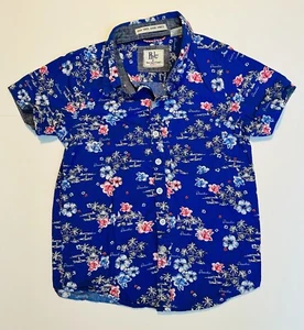 Rebel James & Charlie (RJC) Blue Island Themed Button-Up Boys Shirt Size 8 - Picture 1 of 4