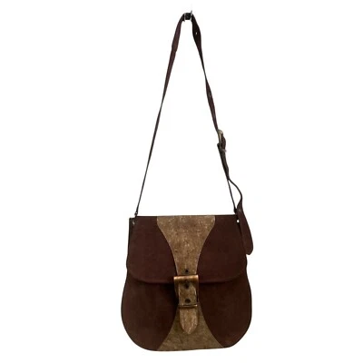 Bolso Bandolera Patrizia Pepe Gamuza Cuero Solapa Hebilla Marrón Western Boho Foto 1 de 4