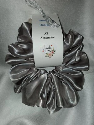 Handmade Women's Scrunchies size XL Silver  Satin Fabric New - Image 1 of 2