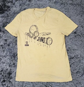 Banana Republic Headphones T-Shirt Mens Medium Yellow Analog 1978 Music SF Logo - Picture 1 of 9