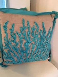 Embroidered Coral Reef Throw Pillow Case Only - Picture 1 of 5