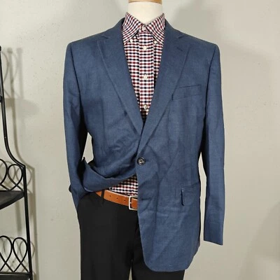 Abrigo Blazer Deportivo Para Hombre Stafford Dos Botones Azul Marino Seda Lana Calce Clásico 44R Foto 1 de 4