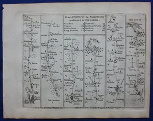 IPSWICH, NORWICH, CROMER, NORFOLK, Pl 81, antique road map, Jefferys, 1775 - Picture 1 of 3