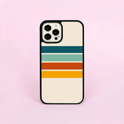 Retro Stripes 70S Groovy Lines Cream Hippie Vintage Phone Case/Cover For iPhone - Image 1 of 4