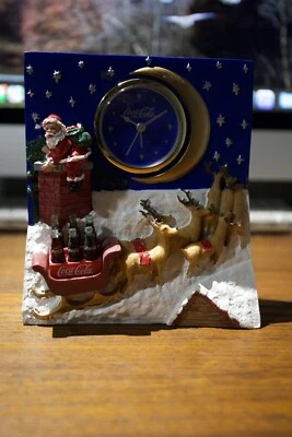 De colección - Coca Cola 1998 Noche Estrellada Navidad Manto Reloj, Papá Noel y Botellas Foto 1 de 2