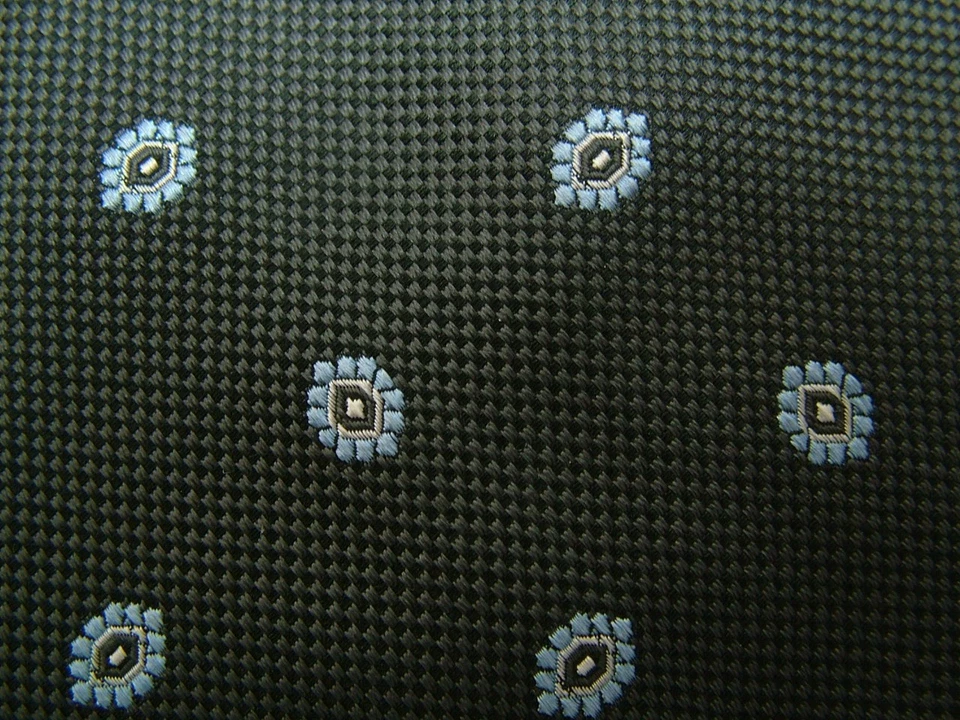 CORBATA DE CUELLO HOMBRE BROOKS BROTHERS MARRÓN AZUL PLATA FLORAL FOULARD SEDA GRUESA Foto 1 de 1