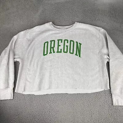 Oregon Ducks Champion Reverse Weave Gray Crop Top Sweater Men’s 3xl Y2k Boxy - Image 1 of 4