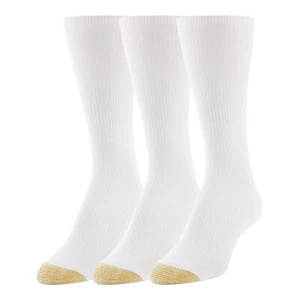 Women's Non-Binding Ribbed Crew Socks 3-Pairs White Medium - Picture 1 of 1