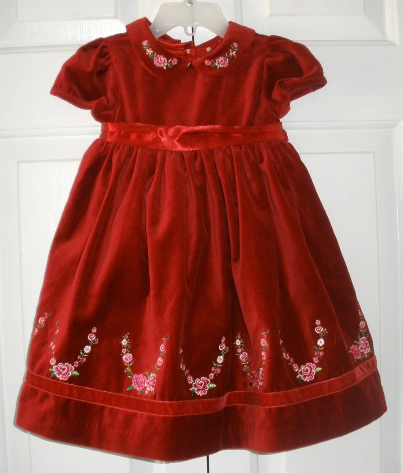 NUEVO CON ETIQUETAS 3 PIEZAS Vestido de Fiesta de Navidad para Niños Lugar Niñas Cabeza Florers 18M Foto 1 de 1