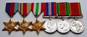 Six Original Full Size WW2 Stars Medals South African Army Named Jackson - Picture 1 of 5