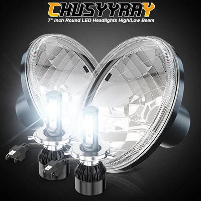 Par de faróis de LED redondos Fit International Harvester Scout II 1973-1980 7" polegadas - Imagem 1 de 4