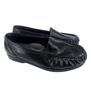 SAS Twin schwarze Damen-Slipper aus genarbtem Leder Halbschuh Bootsschuh 10,5 WW - Bild 1 von 9