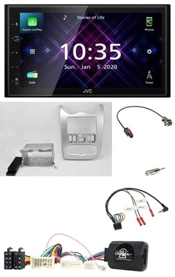 JVC DAB 2DIN Lenkrad Bluetooth USB Autoradio für Dacia ab 2012 hellsilber - Bild 1 von 4