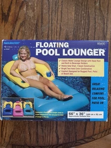 Sdraio galleggiante Poolmaster 85600 Classic Pool Lounge blu vintage 1996 nuovo NOS - Foto 1 di 6