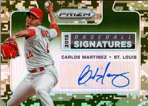 2015 Panini Prizm Baseball Signatures Camo Prizm /199 Carlos Martinez #21 Auto - Foto 1 di 2