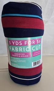 3 yards  Stone Harbor "Jersey" Feel fabric Blue/Burgundy/Aqua Striped 108"x45" - Picture 1 of 5