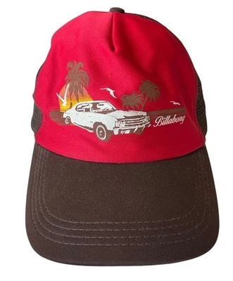 Винтажная шляпа дальнобойщика Billabong 70-е 80-е коричневая пляжная шевель для серфинга сделано в США - Изображение 1 из 4