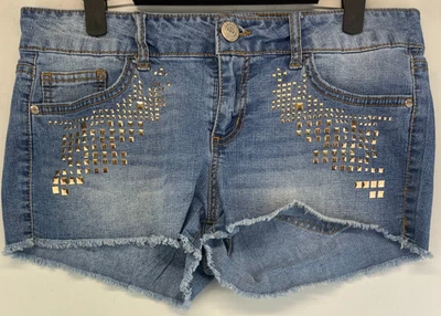 lei Denim Shorts - Juniors Size 11 - Blue - Ashley Low Rise - Studded (3759) - Image 1 of 4
