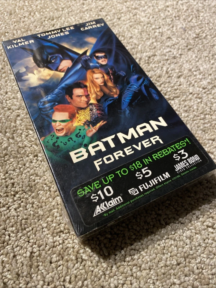 Batman Forever VHS (1995) – Val Kilmer, Jim Carrey, Tommy Lee Jones – Vintage Foto 1 de 3