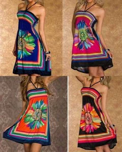 Summer Beach Halter party Mini Dress Ladies Clothes Size 10-16 12 14 16 10 Sexy - Picture 1 of 16