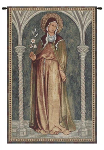 Saint Clare in Arch Italian Tapestry Wall Art Hanging Decor (New) 25x17 inch - Picture 1 of 4