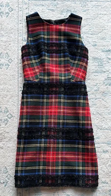 Nuevo con etiquetas Vestido Vaina J Crew en Lurex® Stewart Tartán Talla 00P Foto 1 de 3
