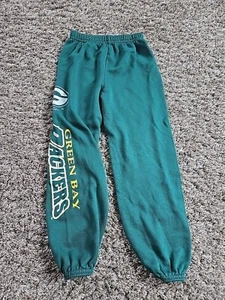 Vintage Green Bay Packers Green Cuffed Sportstronic Sweatpants Kids Sz 6 Youth - Picture 1 of 6