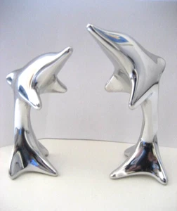 Set of 2 Vintage Hoselton Dolphin Aluminum Sculpture 1290 & 1292 Lot - Picture 1 of 20
