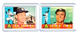 1960 Topps CARL SAWATSKI (545) and CHARLEY JAMES (517) *CARDINAL STANDOUTS! - Picture 1 of 2