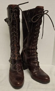 Nine West Boots PTRockell size 9 Leather Equestrian Lace Up - Picture 1 of 10