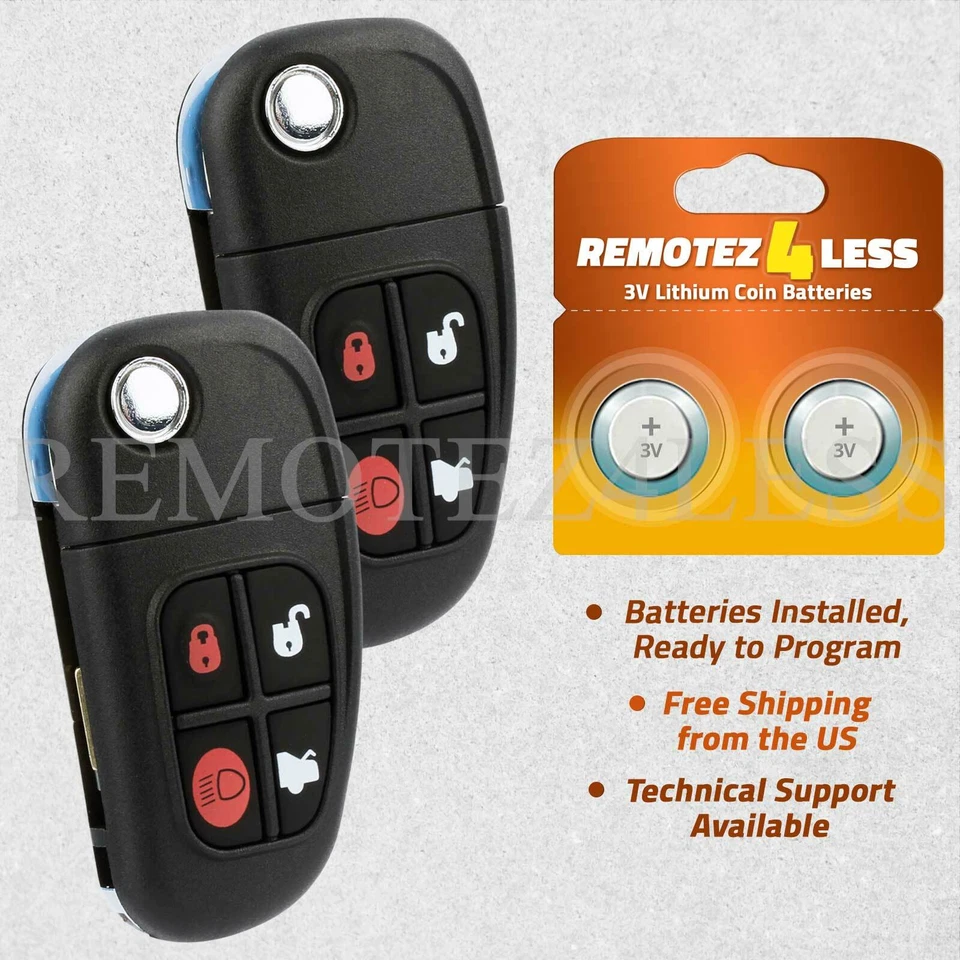 2 For 03 2004 2005 2006 2007 2008 Jaguar S-Type X-Type XJ8 Remote Flip Key Fob - Image 1 of 1