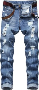 NWT Dant Bulun Jeans Men's 36x34 Ripped Slim Distressed Destroyed Biker Grunge - Picture 1 of 11