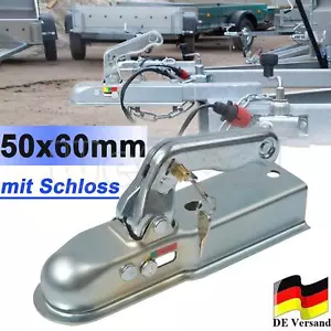 Zugmaul Kupplungsklaue Zugkugelkupplung Anhänger 800Kg 50x60mm vierkant Schloss - Bild 1 von 16