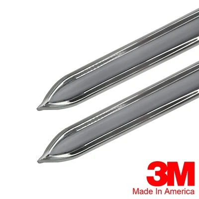 Vintage Style 5/8" Silver & Chrome Side Body Trim Molding - Formed Pointed Ends - Image 1 of 3