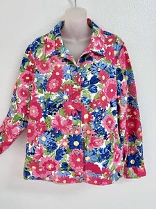 TOG SHOP~100%COTTON~MULTI COLOR FLORAL~LONG SLEEVE~BUT DOWN JACKET~XL~NWT - Picture 1 of 10