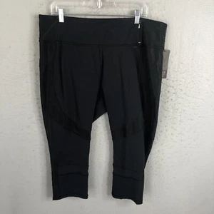 Calia by Carrie Underwood Leggings Womens 2X Plus Size Black Mesh Trim Crop NEW - Picture 1 of 20