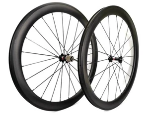 700C Road Bike Carbon Wheelset 50mm Depth 25mm Width Clincher Tubular U-shape - Picture 1 of 16