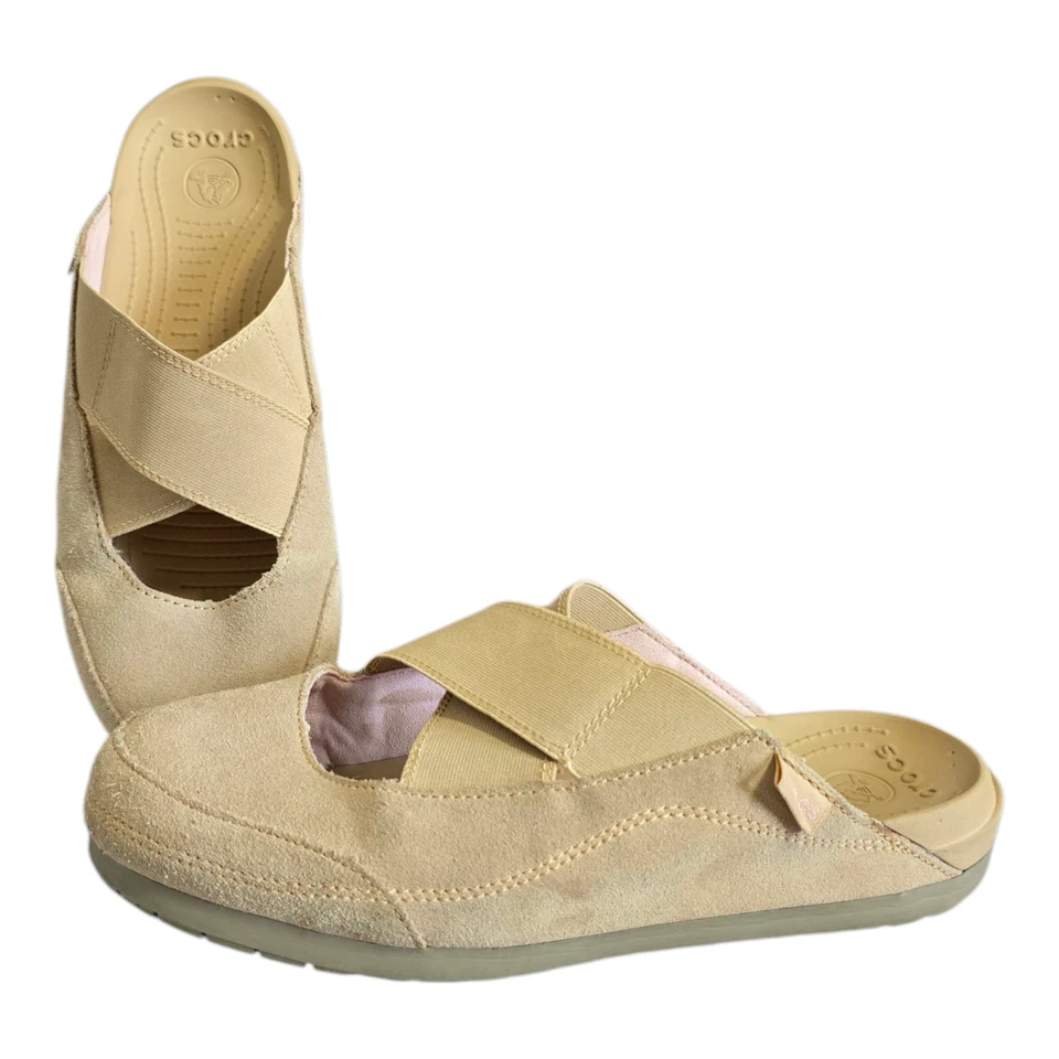 Zapatos sin cordones Crocs Edie de gamuza deslizable mula #15489 beige tostado para mujer talla 10 Foto 1 de 4