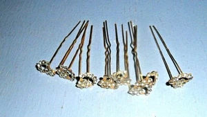 Wedding Hair Pins Set of 8 Hair Pins Rhinestones Bridal Clip Accessory  - Picture 1 of 3