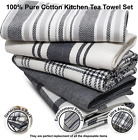 5 Pack Kitchen Tea Towels Super Soft High Quality Set Of Five Check Design