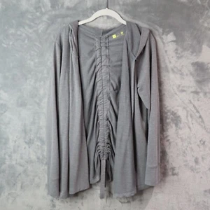 XERSION Open Cardigan Sweatshirt Womens Large Gray Cinched Back Hoodie Hooded - Picture 1 of 10