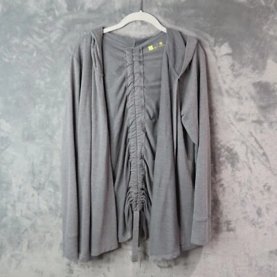XERSION Open Cardigan Sweatshirt Womens Large Gray Cinched Back Hoodie Hooded — 第 1/4 张图片