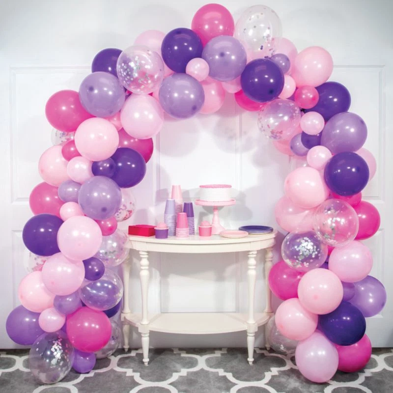 Large Pink and Purple Balloon Arch Kit 110 12-inch Assorted Latex Balloons - Image 1 of 1