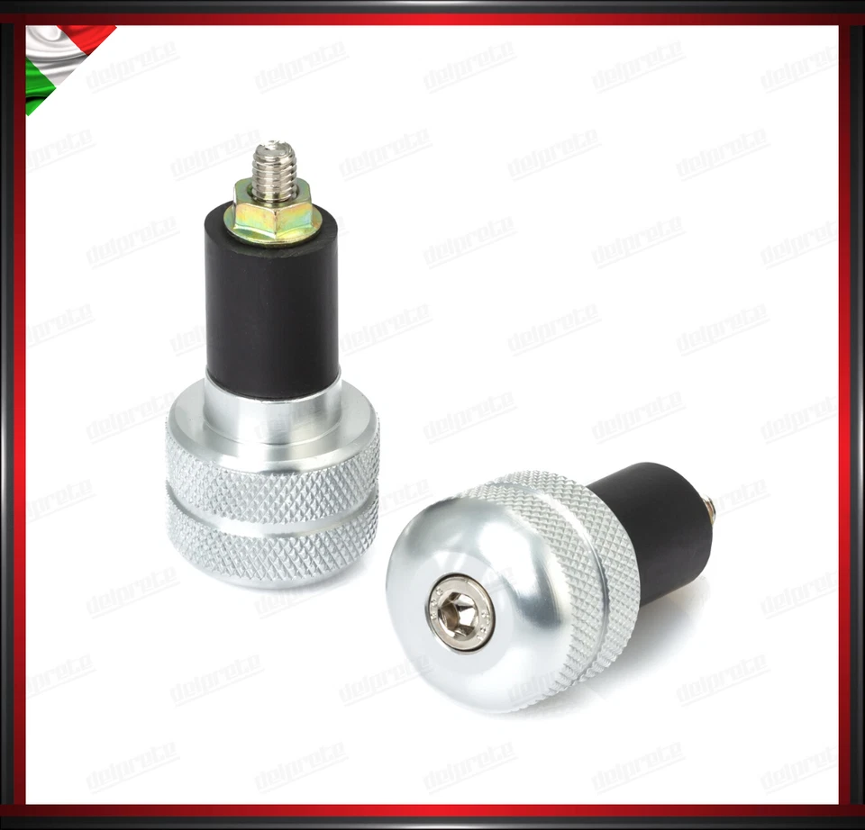 CONTRAPPESI MANUBRIO ARGENTO MOTO SCOOTER STABILIZZATORI BILANCIERI UNIVERSALE - Immagine 1 di 1