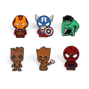 Set of 6 Marvel Avengers Pin Badge Superhero Enamel Spiderman Ironman Hulk Groot - Picture 1 of 7